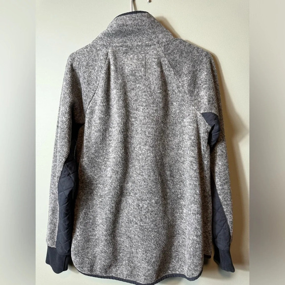 Abercrombie Fitch Womens Quilted Fleece Tear‎ Away Mock Neck Jacket M Black/Gray - Picture 5 of 7